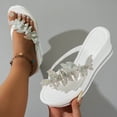 thumbnail image 5 of Womens Platform Flip Flops Butterfly Rhinestone Glitter Wedge Sandals Fashionable Slip on Wedges Heels Slides White Size 7.5, 5 of 8