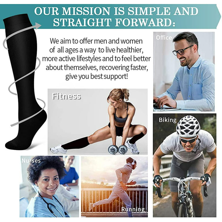 Laite Hebe 3 Pack Medical Compression Sock-Compression Sock for Women and  Men-Best for Running,Nursing,Sports 01-black Large-X-Large 