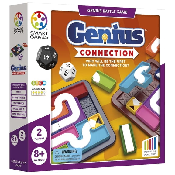 SmartGames Genius Connection from The New Two-Player Strategy Game from The Genius Series for Two Players Ages 8 - Roll The Dice and Make The Connection!
