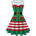 thumbnail image 4 of Pudcoco Robe Femme Style de Noël Motif Dentelle Sans Manches Robe Midi, 4 of 6