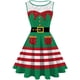 thumbnail image 2 of Lucakuins Vestido de mujer, vestido midi de encaje sin mangas con cuello redondo y estampado de estilo navideño para fiesta navideña Lucakuins  moda, 2 of 9