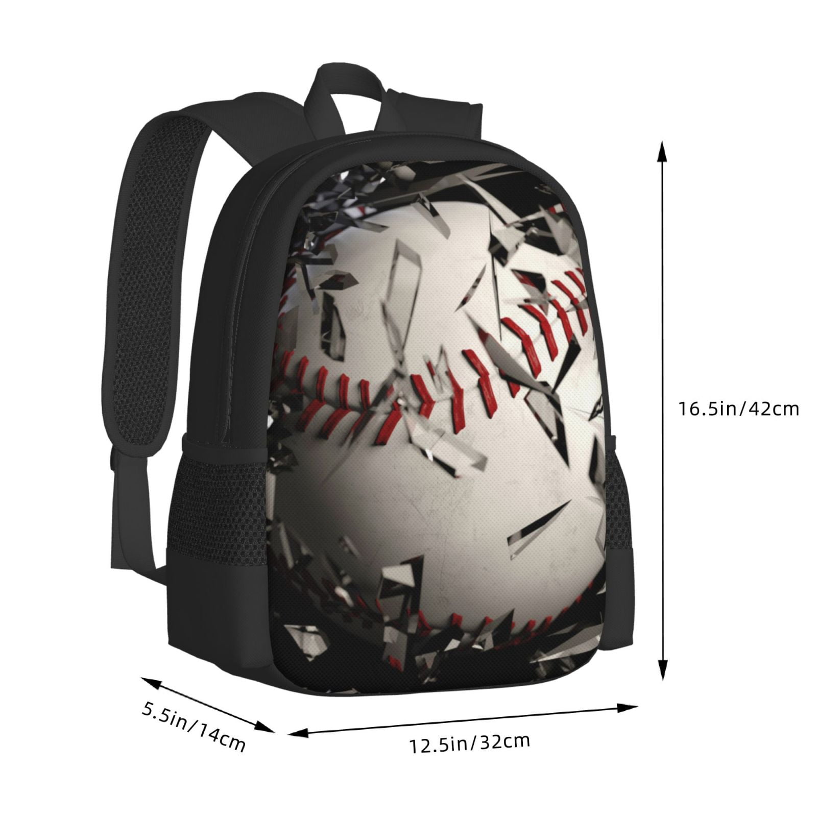 Ratiio Baseball Breaking Glass Backpack for Men and Women - Durable 600D Oxford Cloth -Large Capacity, Water-Resistant School, Travel, and Hiking Bag