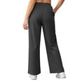 thumbnail image 4 of Women's Plus Size Long Pants Wide Leg Fleece Sweatpants Drawstring Bottoms with Pocket High Waist Trousers Casual Loose Jogger Staright Bottom Casual Outfit Lounging Cargo Lounge Pant, 4 of 6