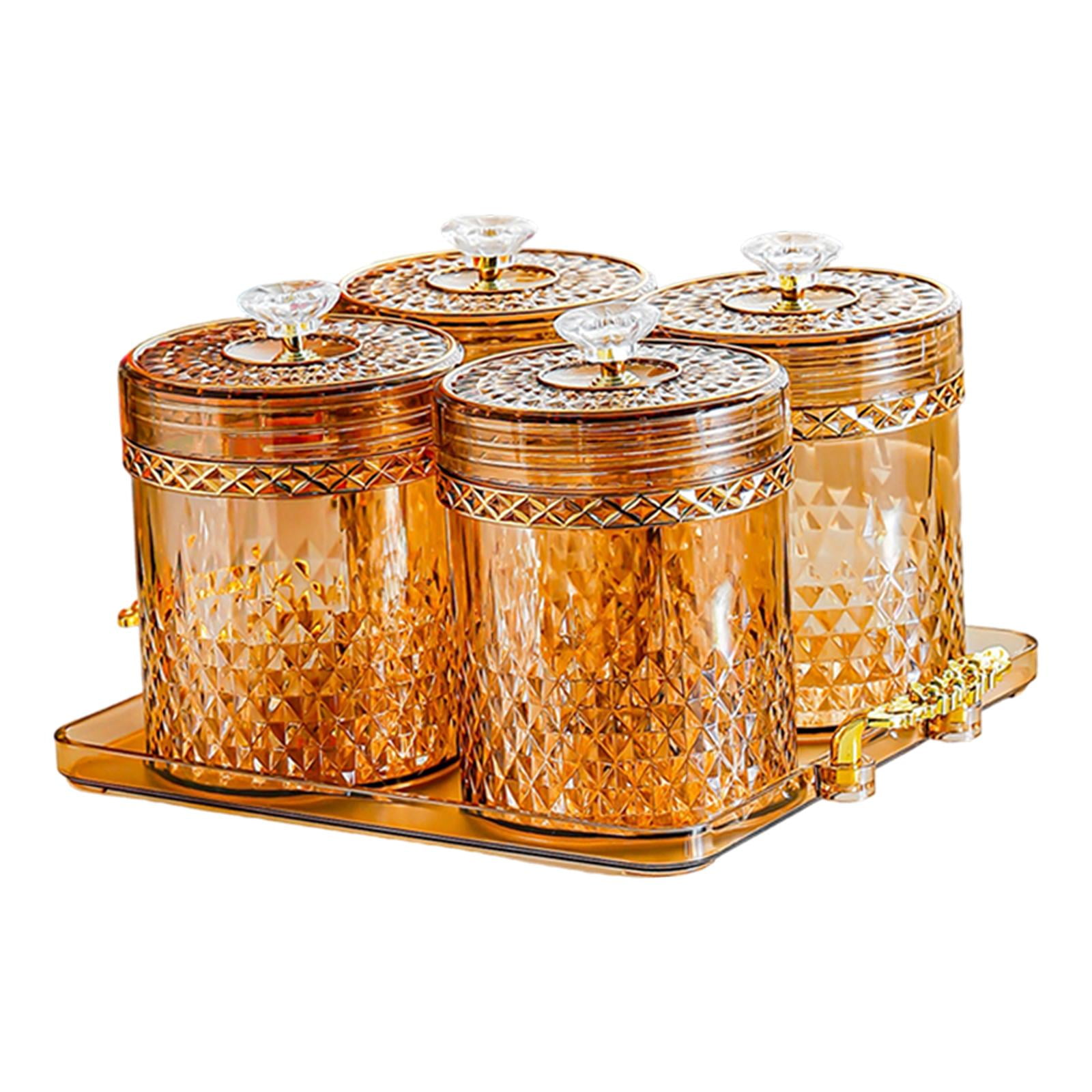 kowaku Food Storage Container Set Airtight Jar with Lid Compact Divided Compartments Sturdy Versatile Spice And Storage Suitable for Home Use Entertaini Amber