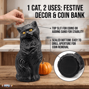 PMU Halloween Black Cat - Blow Mold Plastic Cat Statue - Perfect Décor for Halloween, Home, Yard, Lawn, Garden, Indoor and Outdoor - Best for Party Favors and Supplies - (Yellow Eyes) 17 Inch Pkg/1