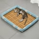 thumbnail image 5 of Cama de verano para mascotas, tapete de mimbre tejido, nidos de verano resistentes a las mordeduras, cama para perros y gatos, almohadilla de hielo, antideslizante y a prueba de humedad, tela para mas, 5 of 6