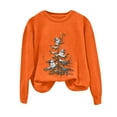 thumbnail image 5 of larppty Christmas Sweatshirt Women Cute Xmas Tree Snowman Print Graphic Pullover Sweater Winter Tops Party Casual Crewneck Clothes （Orange, M）, 5 of 5