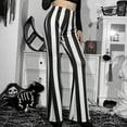 thumbnail image 4 of Odeerbi Pants for Women 2025 Casual Pants Trendy Striped Printed High Waist Flare Pants Black, 4 of 9