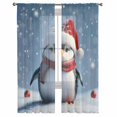 thumbnail image 3 of Christmas Sheer Curtains 84 Inches Long 2 Panels Set, Window Sheer Curtains for Living Room/Bedroom, Winter Snow Cute Xmas Ombre Blue Light Filtering Rod Pocket Curtain 52'' x 84'' x 2, 3 of 7