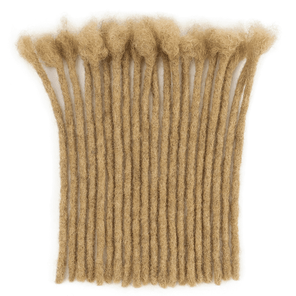 AONKIA 27# Honey Blonde Human Hair Dreadlock Extensions, 100% Real Human Hair, 8 Inch, 0.8cm Width, 30 Strands Handmade Locs, Bleachable & Washable, Unisex for Men & Women