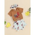 Caitzr Newborn Baby Girl Farm Clothes Short Sleeve Crewneck Romper Hen