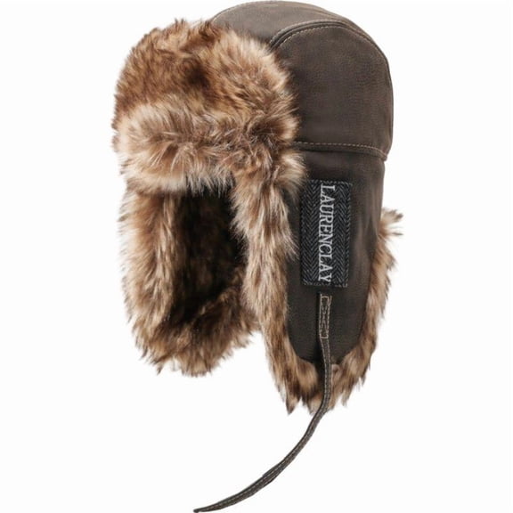 Winter Trapper Hat with Ear Flaps, Thick Faux Fur Lined Thermal, Cold Weather Outdoor Activities, Brown, 11.61 X 12.2 in