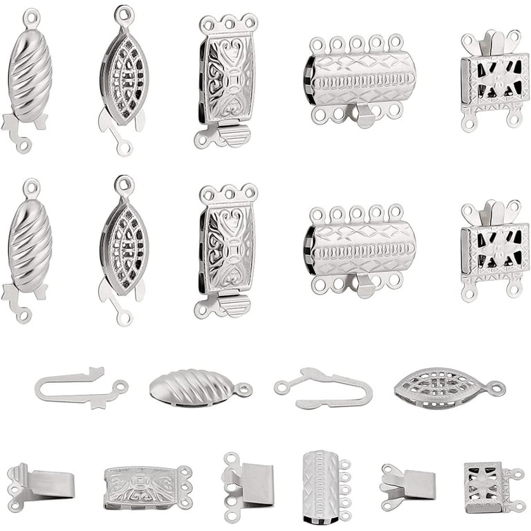 48 Sets Styles 304 Stainless Steel Filigree Box Clasps Filigree