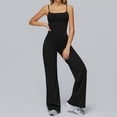 thumbnail image 4 of PISONIC Womens Workout Sets Two Piece Spaghetti Straps Crop Top Matching Straight Leg Pants Gym Work Pilates Outfits, 4 of 6