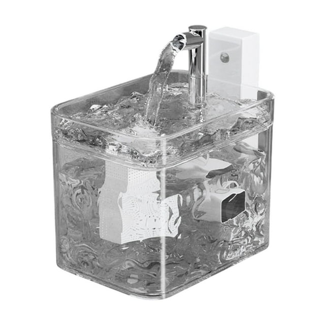 WFDC Cat/Dog Water Fountain,Automatic Pet Drinking Fountain,Unplugged Wireless Sensor Pet Intelligent Drinking Water Dispenser Automatic Circulation No Wet Mouth Flowes,Clear