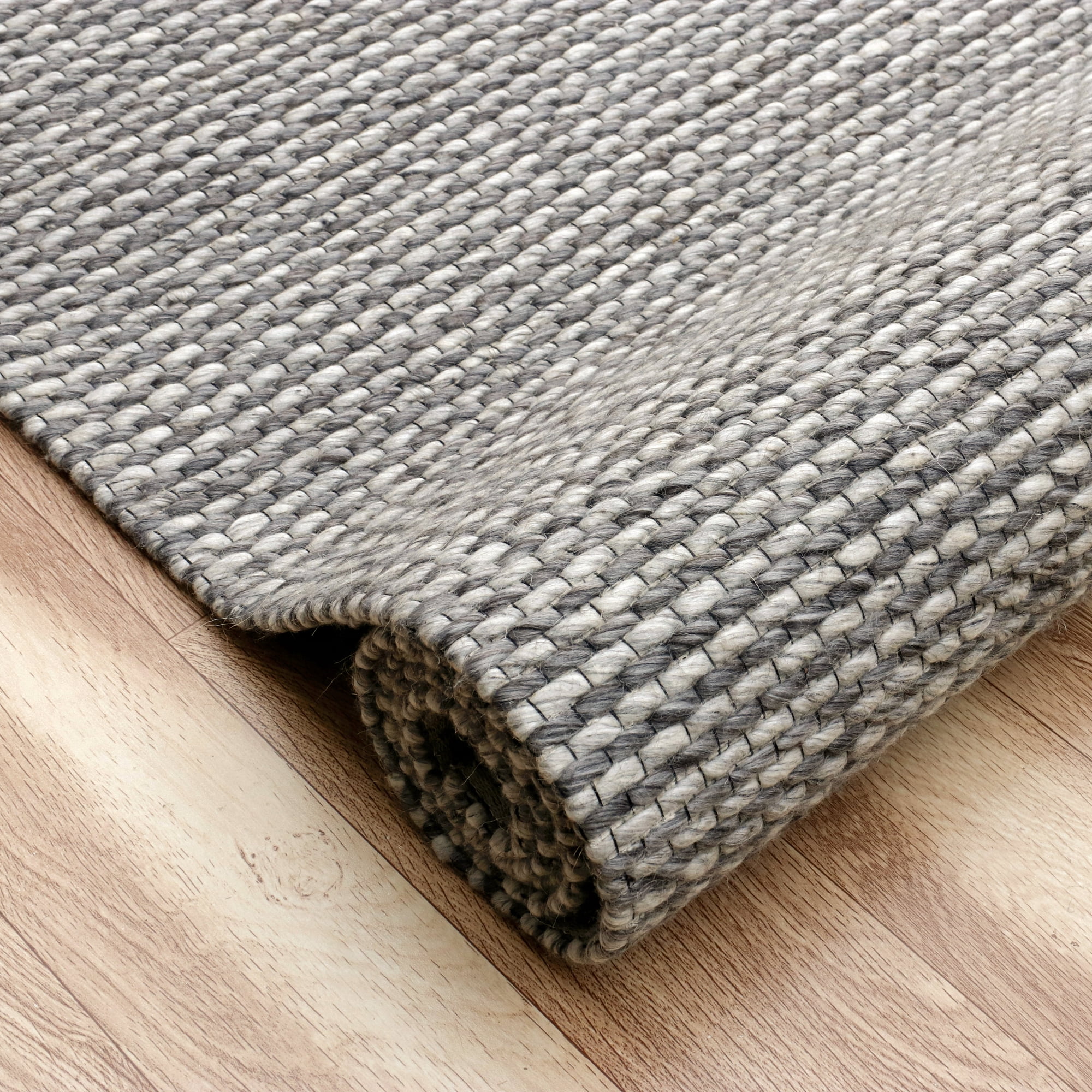 Ox Bay Asane 7'9" x 9'9" Gray/Silver Striped Wool Indoor Area Rug