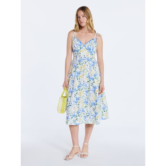 Free Assembly Women's Sleeveless Cotton Panel Midi Dress, Size-XS-XXL