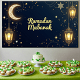 thumbnail image 5 of Elegant Ramadan Mubarak Lanterns Moon Gold Royal Blue Backdrop Banner Eid Celebrations Event Decor Muslim Festival Decorations Party Supplies, 5 of 8