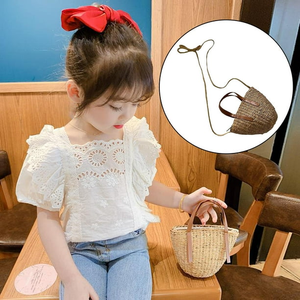de Mimbre para Bicicletas, para Bicicletas para Niños, con Tapa Y Correa para El Hombro, para Manillar Delantera de Biciclet Colcomx canasta de almacenamiento