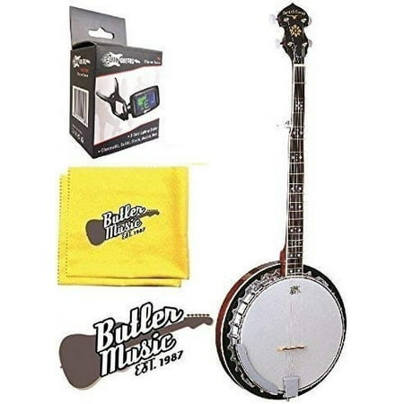 Oscar Schmidt OB5E Acoustic Electric 5-String Banjo with Effin Tuner and Cloth