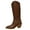 D-566 Brown, variant on D-566 Brown Ladies Solid Color Western Cowboy Winter Chunky Heel Long Boots Middle Heel Casual Fashionable Knight Footwear