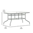thumbnail image 6 of Flash Furniture Tory 31.5" x 55" Glass Metal Patio Table with Umbrella Hole, Silver, 6 of 11