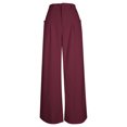 thumbnail image 5 of AINIYS Women's Wide Leg Pants Half Elastic High Waisted Knit Casual Pants Trousers with Pockets Modified Leg Shape Wine M, 5 of 6