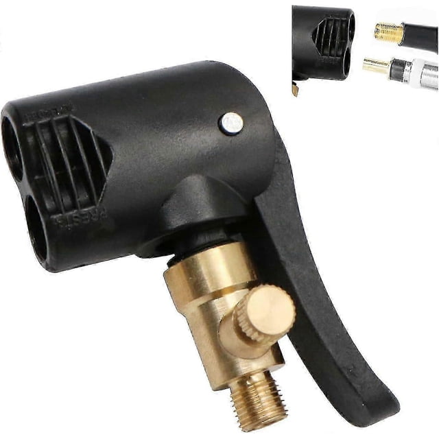 Car Tire Valve Adapter, Inflator Nozzle, Threaded Replacement Pump Head with Dual Valve, for Car, Bike and Motorcycle Tires
