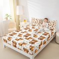 thumbnail image 4 of Homewish Kawaii Highland Cattle Twin Sheet Sets,Rustic Farm Animal Twin Fitted Sheet,Orange Flower Floral Flat Sheet For Teens,Luxury Bedroom Decor,3-Piece, 4 of 7