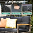 thumbnail image 4 of MEISSALIVVE 9 Piece Outdoor Patio Furniture Set, Half-Moon Curved Sofa Rattan Conversation Set with Wood Armrests, Coffee Table & Side Table（Grey）, 4 of 9