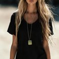 thumbnail image 2 of qucoqpe Women's Cotton Linen Dress Summer Short Sleeve V Neck Casual Mini Tshirt Dresses, 2 of 6