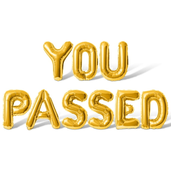 Letter Balloons - YOU PASSED 16" Inch Alphabet Letters Foil Mylar Balloon Graduation Party Banner (Gold)