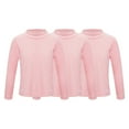 thumbnail image 2 of dPois Girls Basic Stretch Tees 3 Packs Long Sleeve T-Shirt Fleece Undershirt Thermal Base Layer Tops Pink 140, 2 of 7