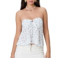 thumbnail image 1 of Gupgi Women Flower Tube Top Strapless Tie Front Smocked Bandeau Tops Off Shoulder Ruffle Vest, 1 of 8