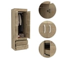 thumbnail image 3 of Tuhome Furniture Lisboa Armoire de Chambre en Bois d'Ingénierie, Chêne Clair/noir, 3 of 9