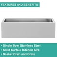 thumbnail image 6 of Westbrass 33" Stainless Steel/Solid Surface Kitchen Sink Kit, Matte Black/Polished Chrome, 6 of 24