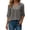 Tops-549Gray, variant on Xdegoge Blouses for Women Notch V Neck Three Quarter Sleeve Casual Workwear Loose Fit Contrast Stitching Detail Solid Textured Pattern Spring Summer Tops