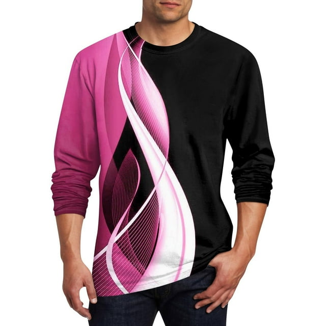 Blusas y camisas de manga larga y cuello redondo para hombre, estilo casual, estampado, cuello redondo, manga corta, poliéster