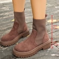 thumbnail image 2 of Mfakffe Womens Sock Ankle Boots Round Toe Knit Patchwork Booties Slip On Platform Chunky Short Chelsea Boots for Fall Winter Daily Casual Wear, 2 of 5