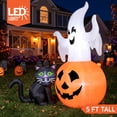 thumbnail image 3 of Joyfy 5ft Halloween Inflatable Ghost with Pumpkin and Cat,Lighted Halloween Blow Up Yard Decorations with Built-in LED Lights,Outdoor Indoor Yard Lawn Garden Party, 3 of 10
