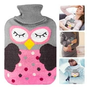Hot water bottle with cover 2L, removable and washable heat bag with knitted cover, safe and durable tested and free from harmful substances for children