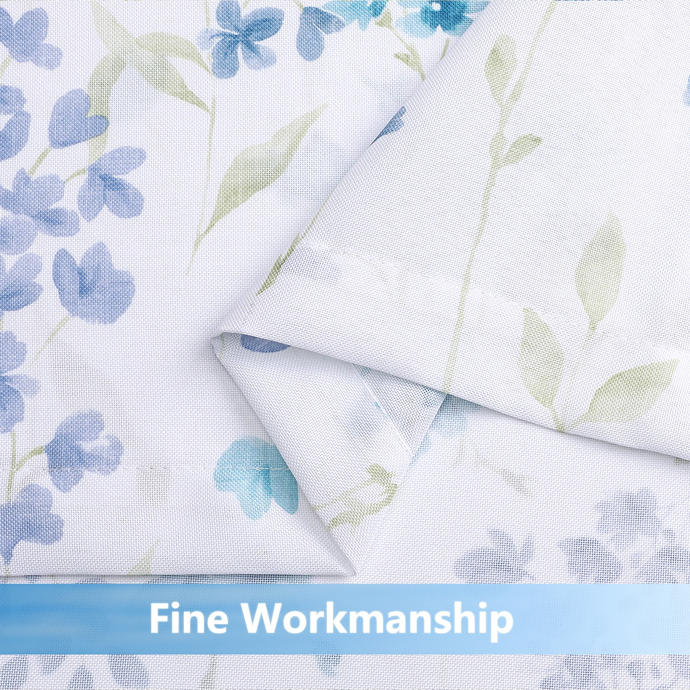 Bohogeo Farmhouse Blue Floral Grommet Light Filtering Bedroom, 56” x 95” (2 Panels)