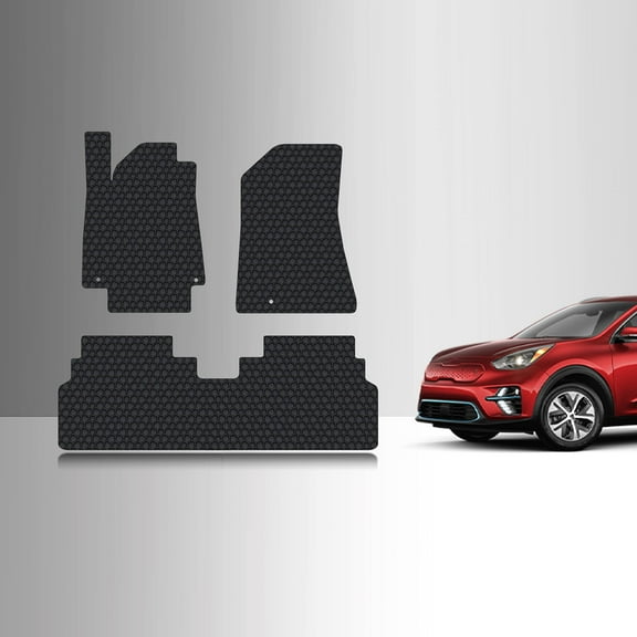ToughPRO Front   2nd Row Mats Compatible with KIA NIRO 2023 EV - All Weather Heavy Duty (Made in USA) Black Rubber