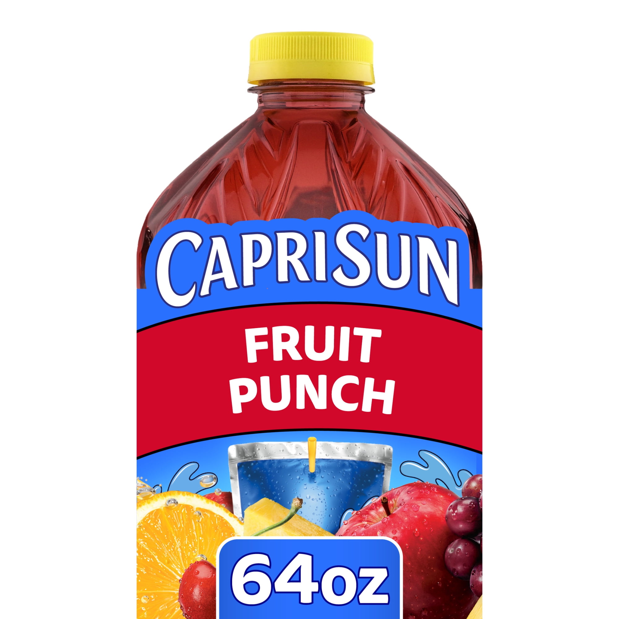 Capri Sun Flavored Juice Drink Blend with Other Natural Flavor, 1 Bottle, for School Lunches and On-the-Go Hydration, Fruit Punch, All Natural Ingredients, 64 oz