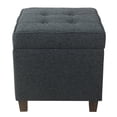 thumbnail image 4 of HomePop Square Transitional Wood and Fabric Storage Ottoman in Textured Navy, 4 of 11