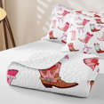 thumbnail image 4 of Homewish Western Cowgirl Boots Twin Quilt Set,Cute Bowtie Twin Coverlet Set,White Pink,2-Piece, 4 of 7