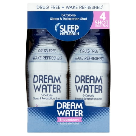 Dream Water Snoozeberry Natural Berry Flavor Sleep & Relaxation Shot Value Pack, 4 pack