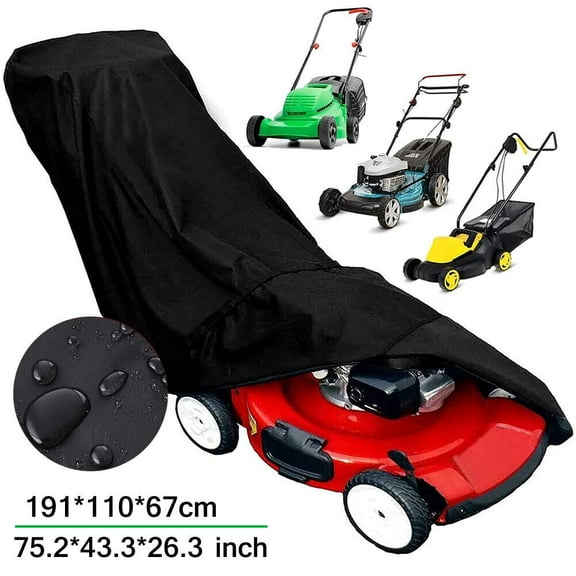 FungLam Universal Large - Lawn Mower Cover, Heavy Duty 210D Oxford Cloth, Black, Waterproof & UV & Windproof (75.2" x 43.3" x 26.3")