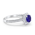 thumbnail image 2 of Filigree Oval Bridal Ring Blue Sapphire CZ 925 Sterling Silver Size 9, 2 of 5