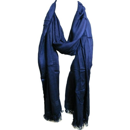 - Soft Silky Lightweight Royal Blue with Metal Beads Trendy Fashion Long Scarf JK327